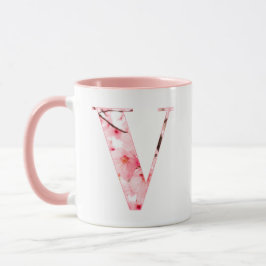 Floral V Initial Mug | Personalized Name & Traits マグカップ