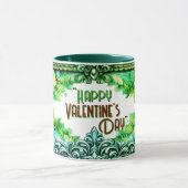 Floral Valentine's Day Mugs With Custom Text マグカップ (中央)
