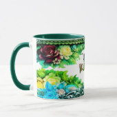 Floral Valentine's Day Mugs With Custom Text マグカップ (左)