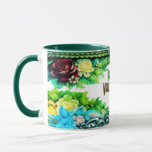 Floral Valentine's Day Mugs With Custom Text マグカップ (左)