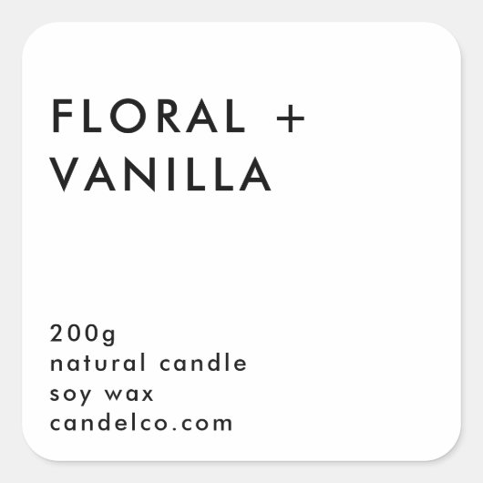 Floral Vanilla Custom Candle Label Sticker  スクエアシール (正面)
