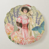 Floral Viktorianische Dame Regency ラウンドクッション (裏面)