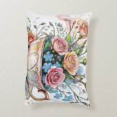  Floral Vine Pattern – Soft Watercolor Boho art アクセントクッション (裏面(縦))