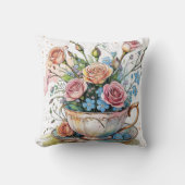  Floral Vine Pattern – Soft Watercolor Boho art クッション (正面)