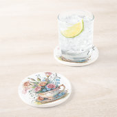 Floral Vine Pattern – Soft Watercolor Boho art コースター (側面)