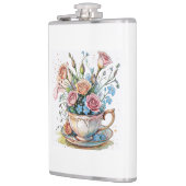  Floral Vine Pattern – Soft Watercolor Boho art フラスク (左)