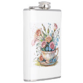  Floral Vine Pattern – Soft Watercolor Boho art フラスク (右)