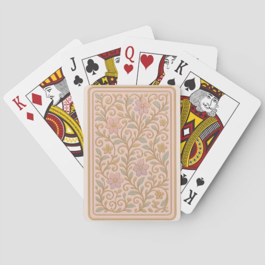 Floral Vines Blush Pink Gold Card Deck トランプ (裏面)