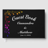 Floral Vines in Neon Black Background Guest Book ゲストブック (正面)