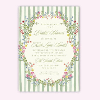 Floral Vintage Bridal Shower Invitation: Editable  招待状
