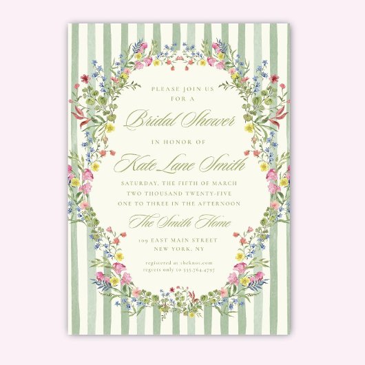 Floral Vintage Bridal Shower Invitation: Editable  招待状