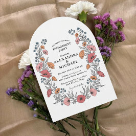Floral Vintage Engagement Party Invitation 招待状