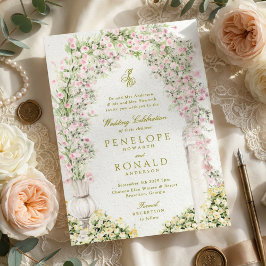 Floral Vintage French garden arch royal wedding 招待状