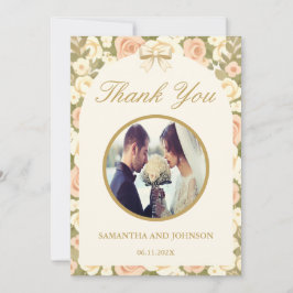 Floral Vintage Ivory Wedding Thank You Card サンキューカード
