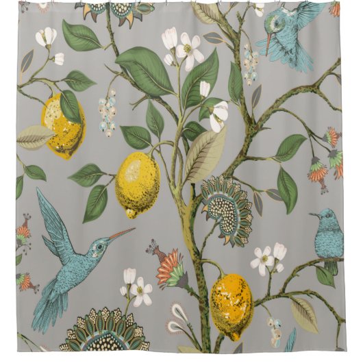 Floral Vintage seamless pattern. Botanical wallpap シャワーカーテン (正面)