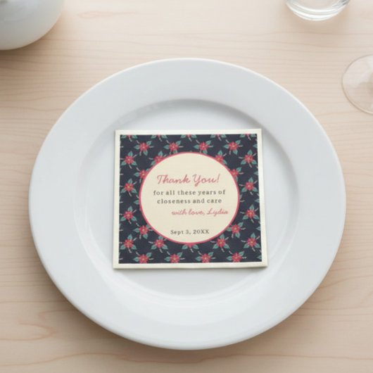 Floral Vintage Thank You スタンダードカクテルナプキン