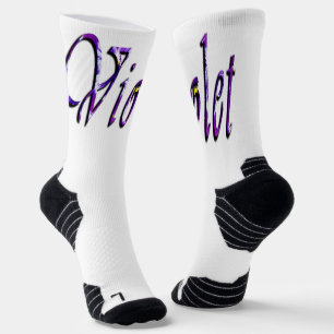 Floral Violet Name, Crew Socks ソックス