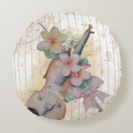 Floral Violin Boganhues Print ラウンドクッション