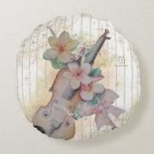 Floral Violin Boganhues Print ラウンドクッション (裏面)