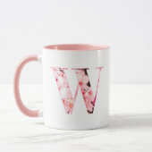 Floral W Initial Mug | Personalized Name & Traits マグカップ (左)