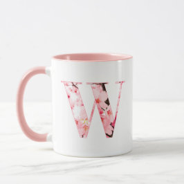 Floral W Initial Mug | Personalized Name & Traits マグカップ