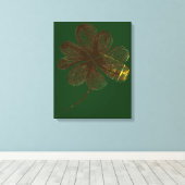 Floral Wall Art | Four-Leaf Clover キャンバスプリント (インサイチュ (ウッドフロア))