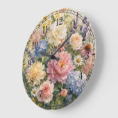 Floral Wall Clock — Botanical Design ラージ壁時計 (傾斜)