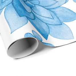 floral wallpaper with blue blossoms and leaves  ラッピングペーパー