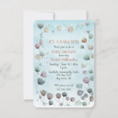 Floral Watercolor Baby Boy Shower Invitation 招待状 (正面)