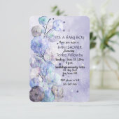 Floral Watercolor Baby Boy Shower Invitation 招待状 (スタンド正面)