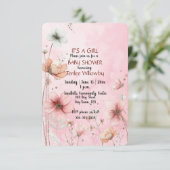 Floral Watercolor Baby Girl Shower Invitation 招待状 (スタンド正面)