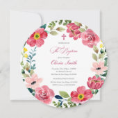 Floral Watercolor Baptism  招待状 (正面)