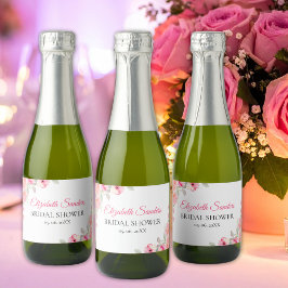 Floral Watercolor Bottle Labels for Bridal Shower スパークリングワインラベル