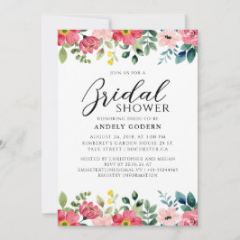 Floral Watercolor Bridal Shower 招待状