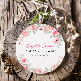 Floral Watercolor Bridal Shower | Pink Roses フェイバータグ
