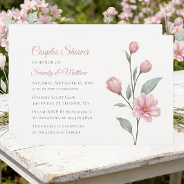 Floral Watercolor Dusty Rose Sage Couples Shower 招待状