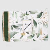 Floral Watercolor Foilage Gold Glitter Monogram ゴルフタオル (横)