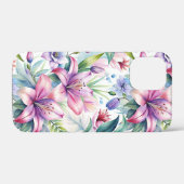 Floral Watercolor Lilies Pink purple Case-Mate iPhoneケース (裏面 (横))