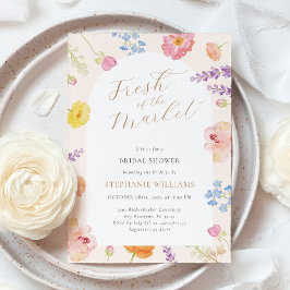 Floral Watercolor Market Bridal Shower Invitation 招待状