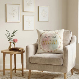 Floral Watercolor Mom Quote Pillow Design クッション