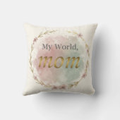 Floral Watercolor Mom Quote Pillow Design クッション (裏面)