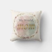 Floral Watercolor Mom Quote Pillow Design クッション (正面)
