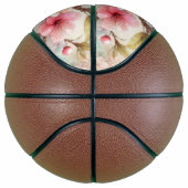 Floral watercolor monogram pink cherry blossoms バスケットボール (右)