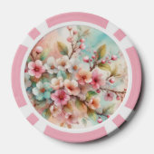 Floral watercolor monogram pink cherry blossoms  ポーカーチップ (裏面)