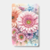 Floral watercolor monogram pink gerbera daisies  バッジ (裏面)