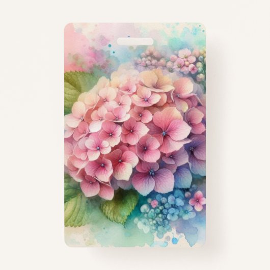 Floral watercolor monogram pink hydrangea  バッジ (裏面)