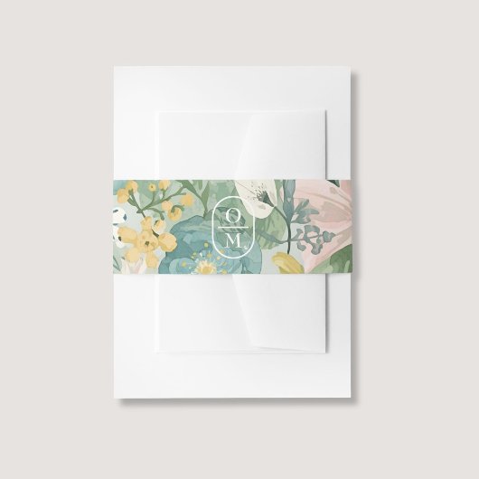 Floral Watercolor Monogram Wedding Invitation  招待状ベリーバンド