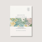 Floral Watercolor Monogram Wedding Invitation  招待状ベリーバンド