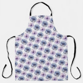 Floral Watercolor Pattern Lavender and Blue エプロン (正面)