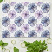 Floral Watercolor Pattern Lavender and Blue キッチンタオル (折り畳み)